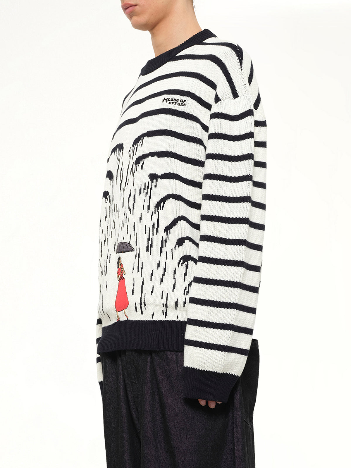 Knitted Rain Sweater in Cream/Black