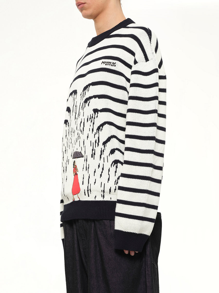Knitted Rain Sweater in Cream/Black