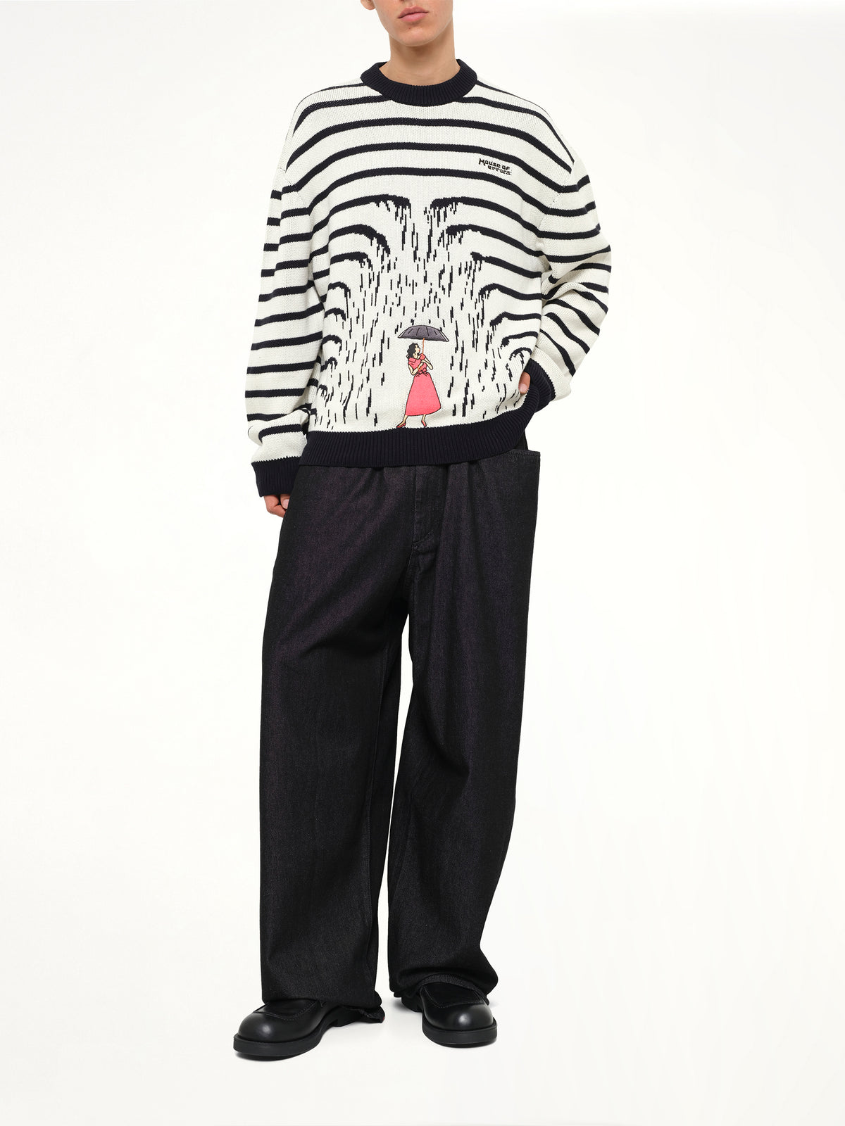 Knitted Rain Sweater in Cream/Black