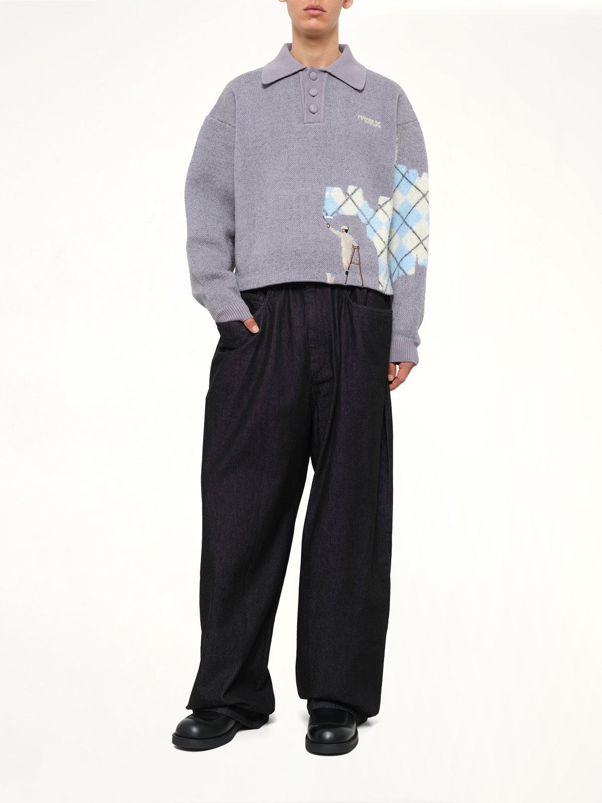Knitted Wall Painter Rugby in Grey/Plaid