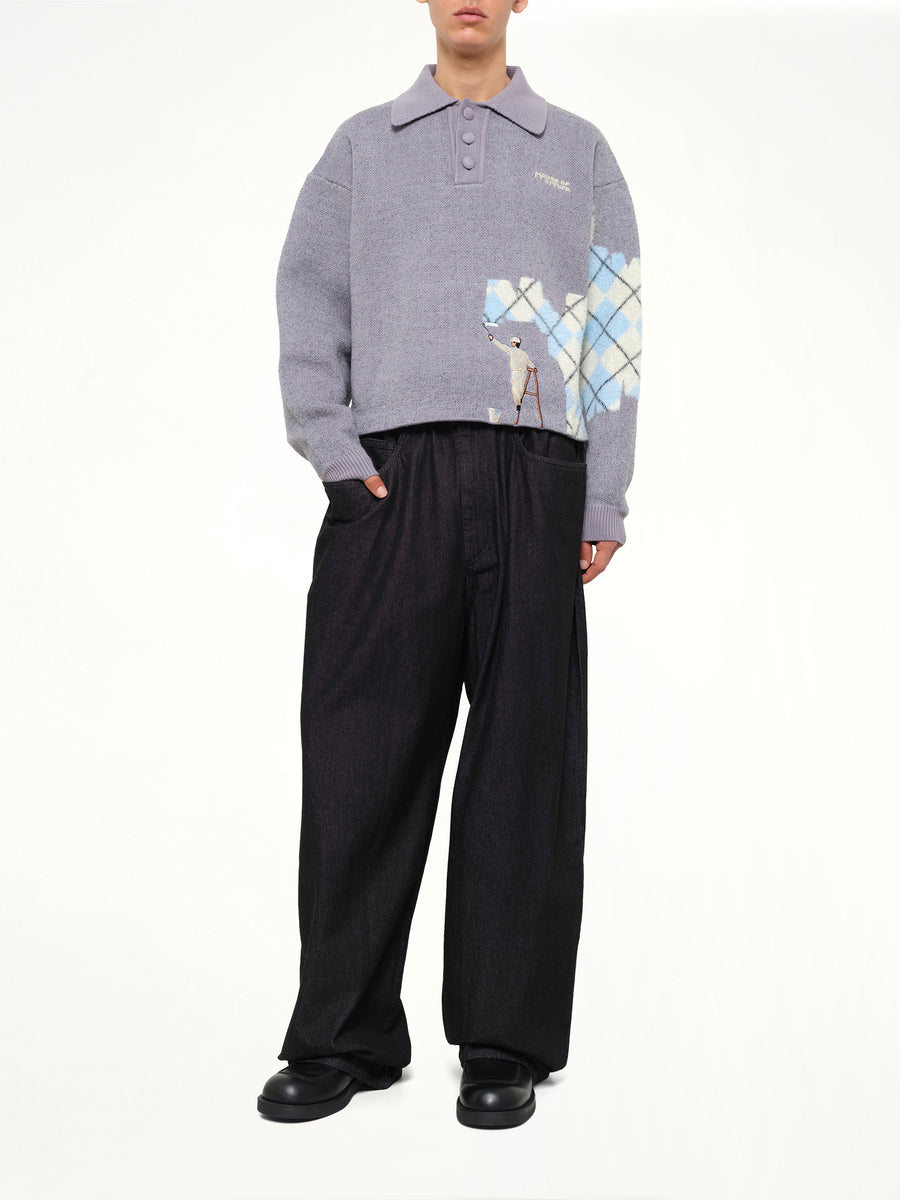 Knitted Wall Painter Rugby in Grey/Plaid