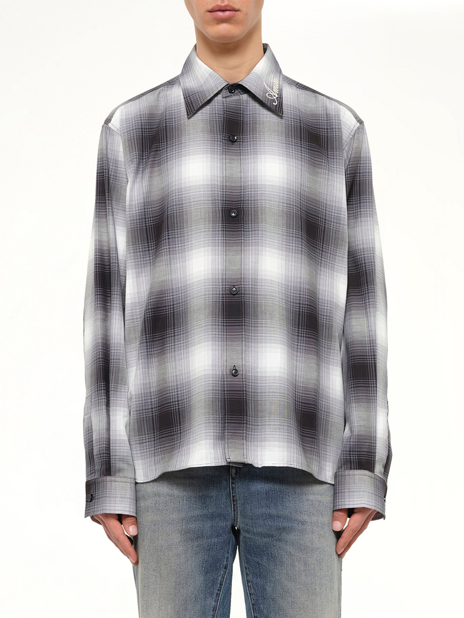 Oversized Flannel Shirt in Black