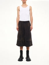 Rustic Denim Double‑Pocket Shorts in Black