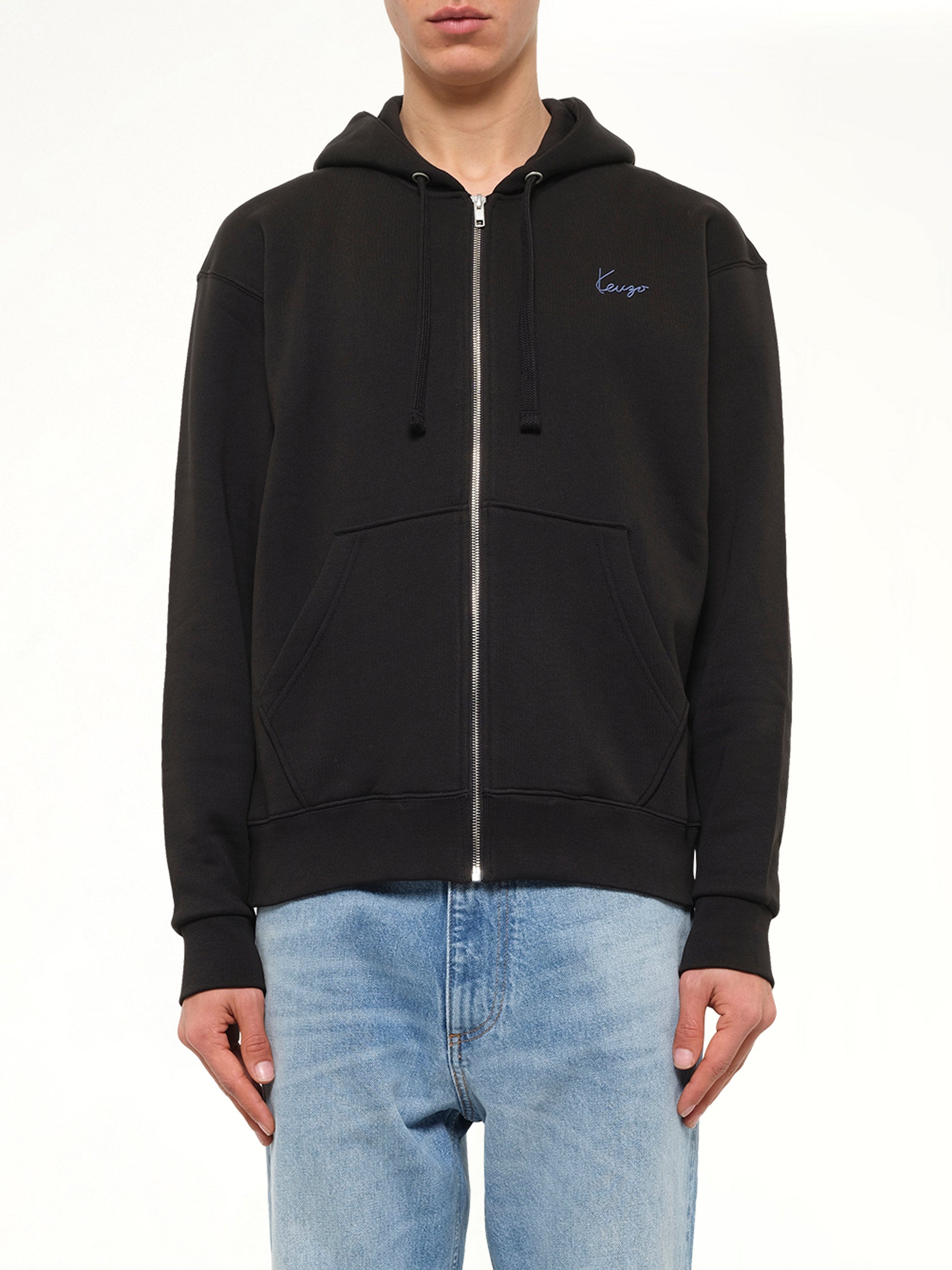 Signature Classic Zip Up Hoodie in Black