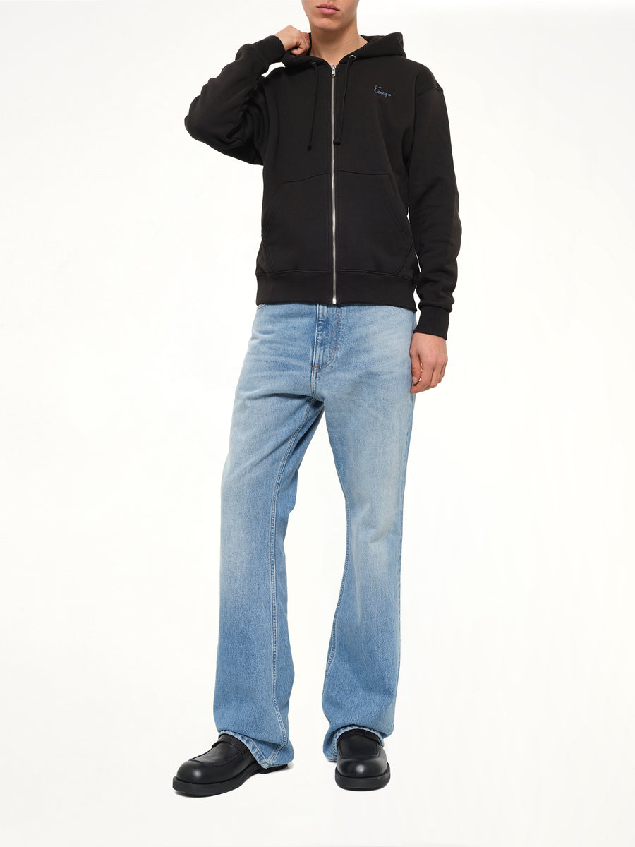 Signature Classic Zip Up Hoodie in Black
