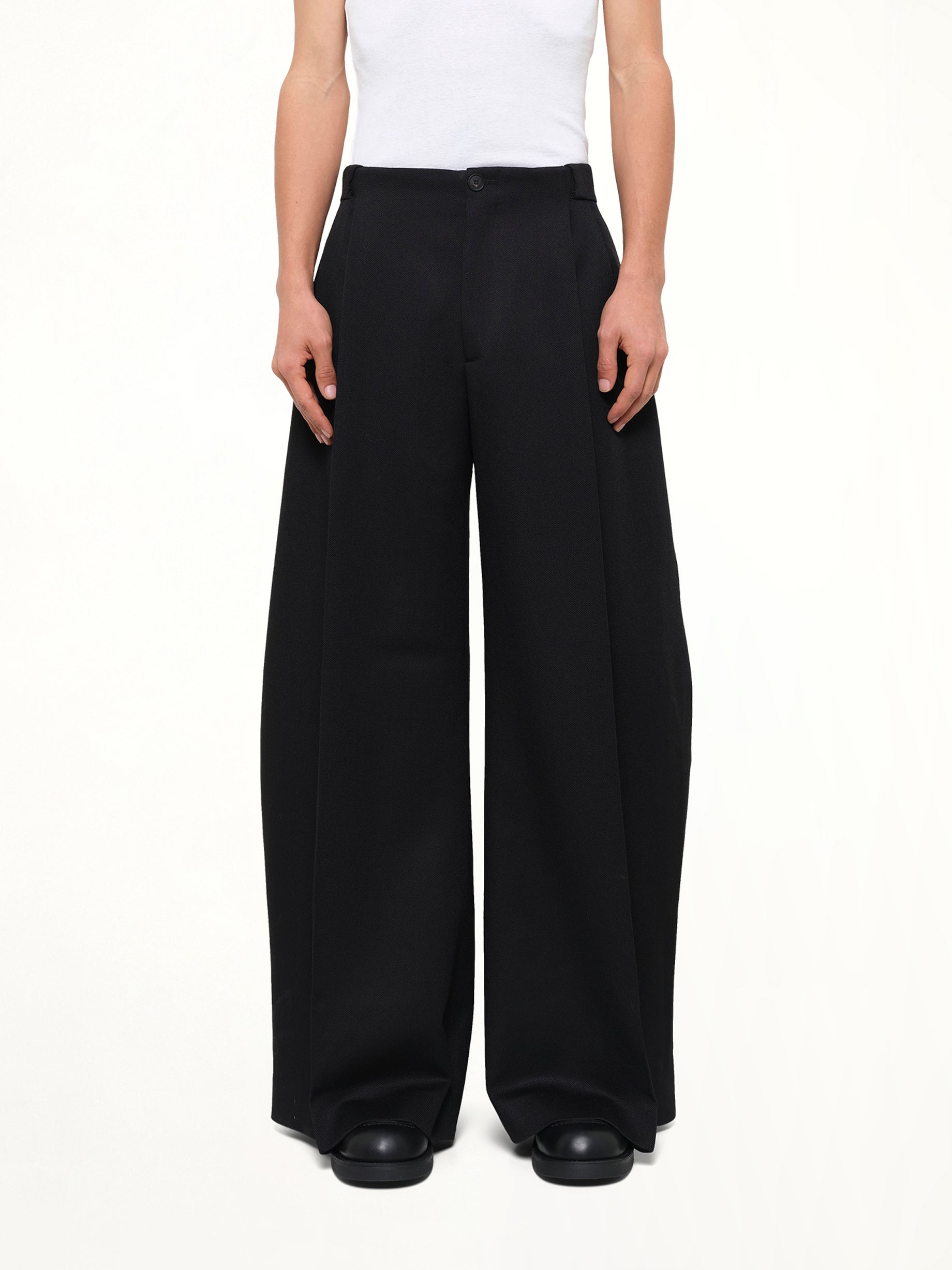 Tailoring Wool Wide Pant in Black