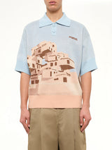 The Apartments Knitted Polo in Blue
