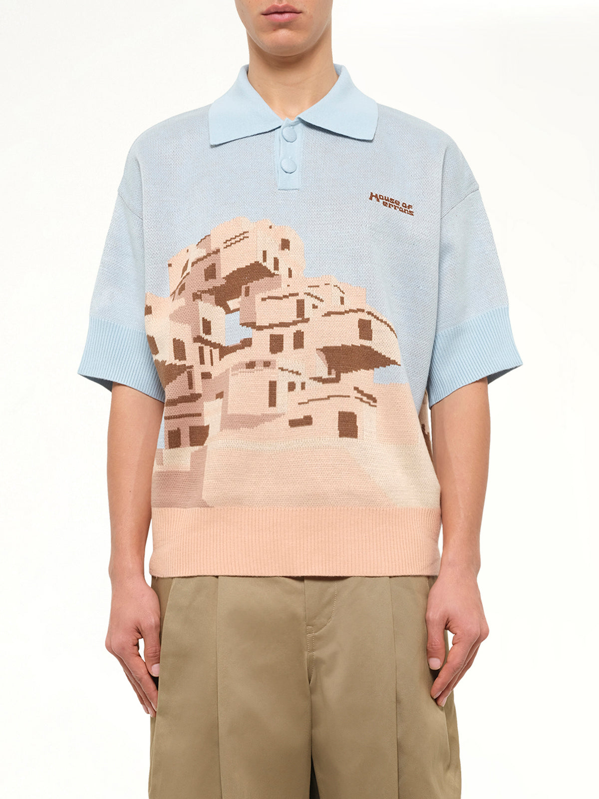 The Apartments Knitted Polo in Blue