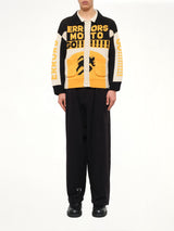 Thick Knit Moto Cardigan in Black/Orange