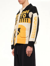 Thick Knit Moto Cardigan in Black/Orange