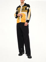 Thick Knit Moto Cardigan in Black/Orange