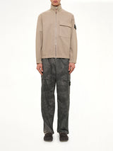 1200033 Nylon Zip-Up Shirt in Biscuit