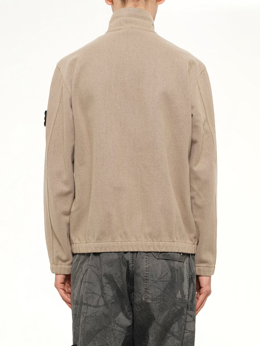 1200033 Nylon Zip-Up Shirt in Biscuit