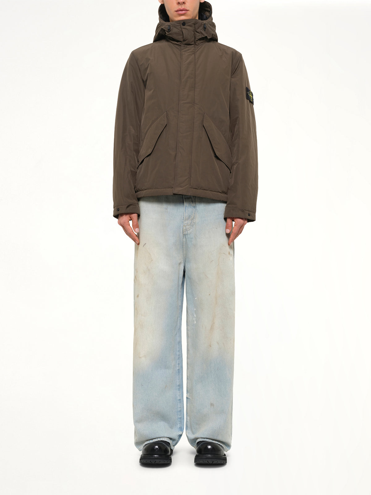 4100010 Nylon Short Parka in Coal Grey