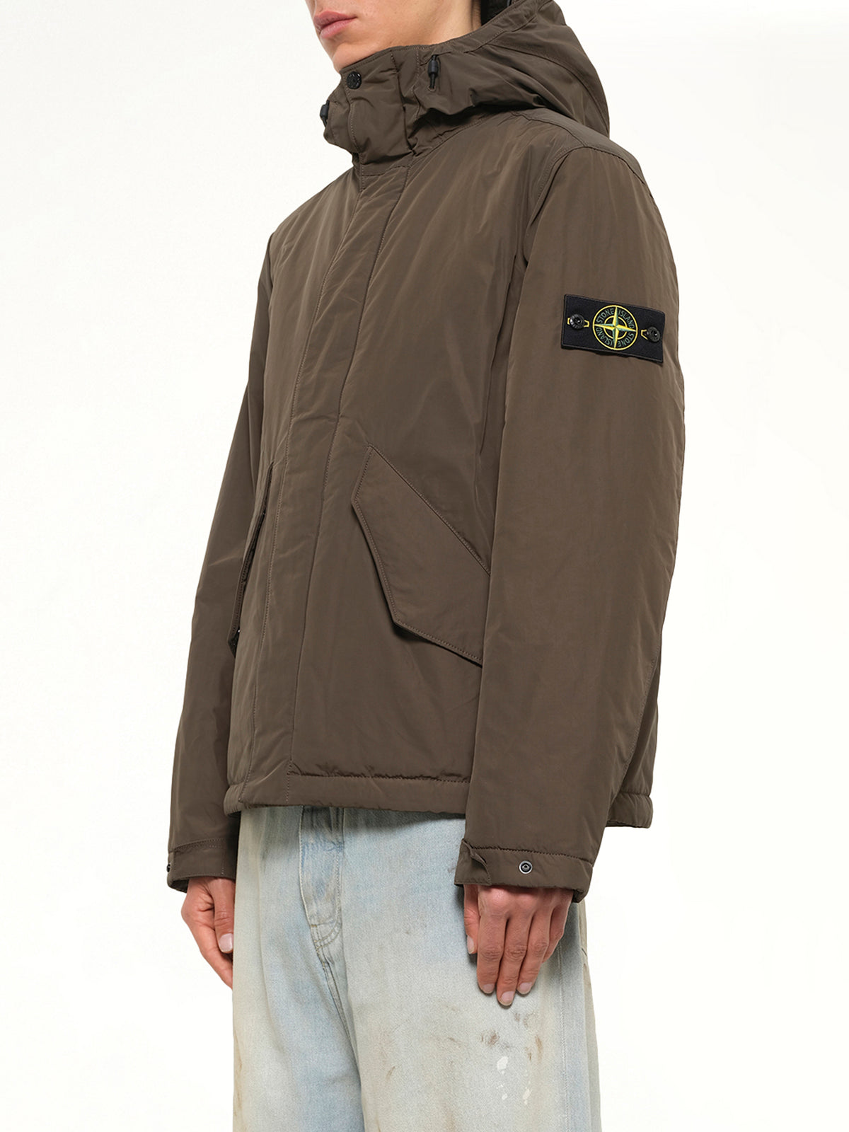 4100010 Nylon Short Parka in Coal Grey