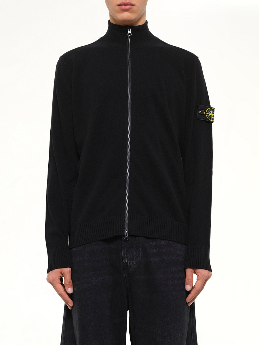 5100023 Light RWS Geelong Wool Zip-Up Cardigan in Black