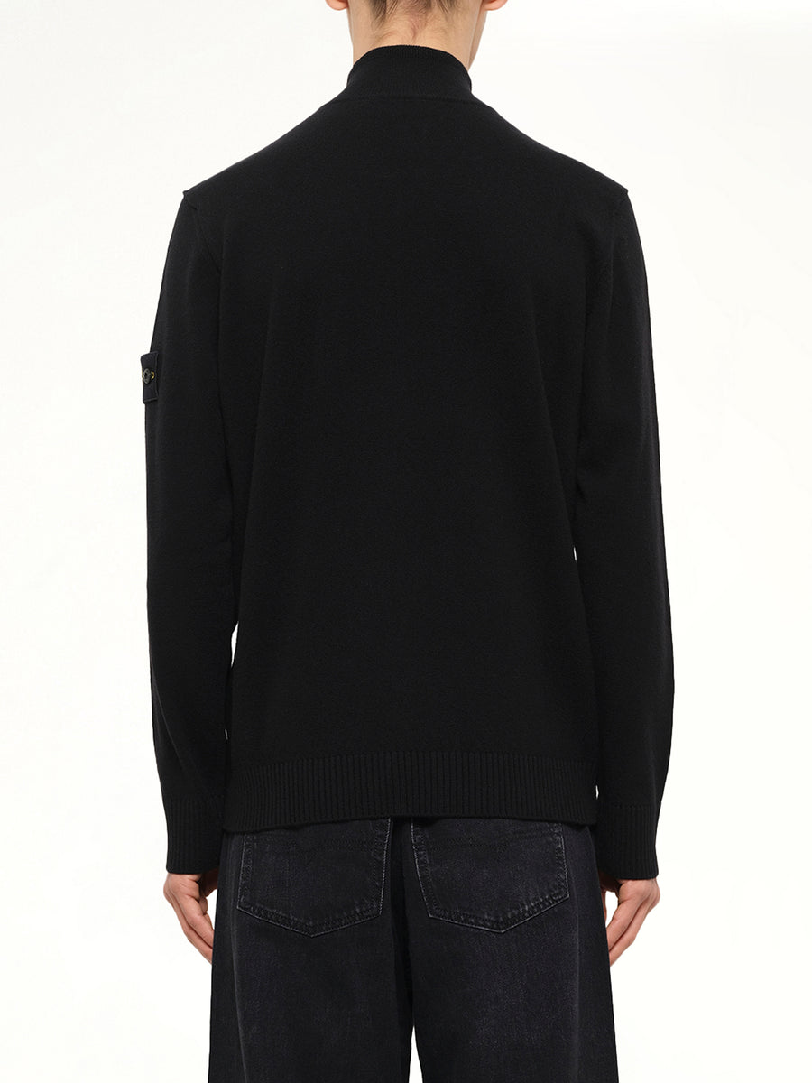 5100023 Light RWS Geelong Wool Zip-Up Cardigan in Black