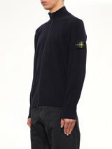 5100023 Light RWS Geelong Wool Zip-Up Cardigan in Navy Blue