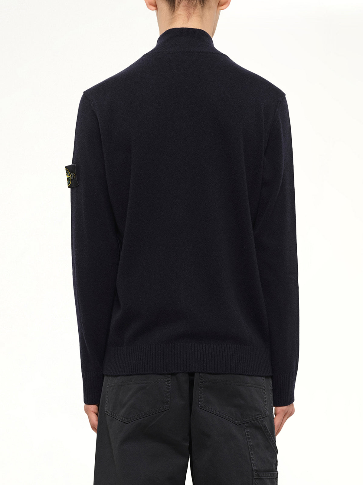 5100023 Light RWS Geelong Wool Zip-Up Cardigan in Navy Blue