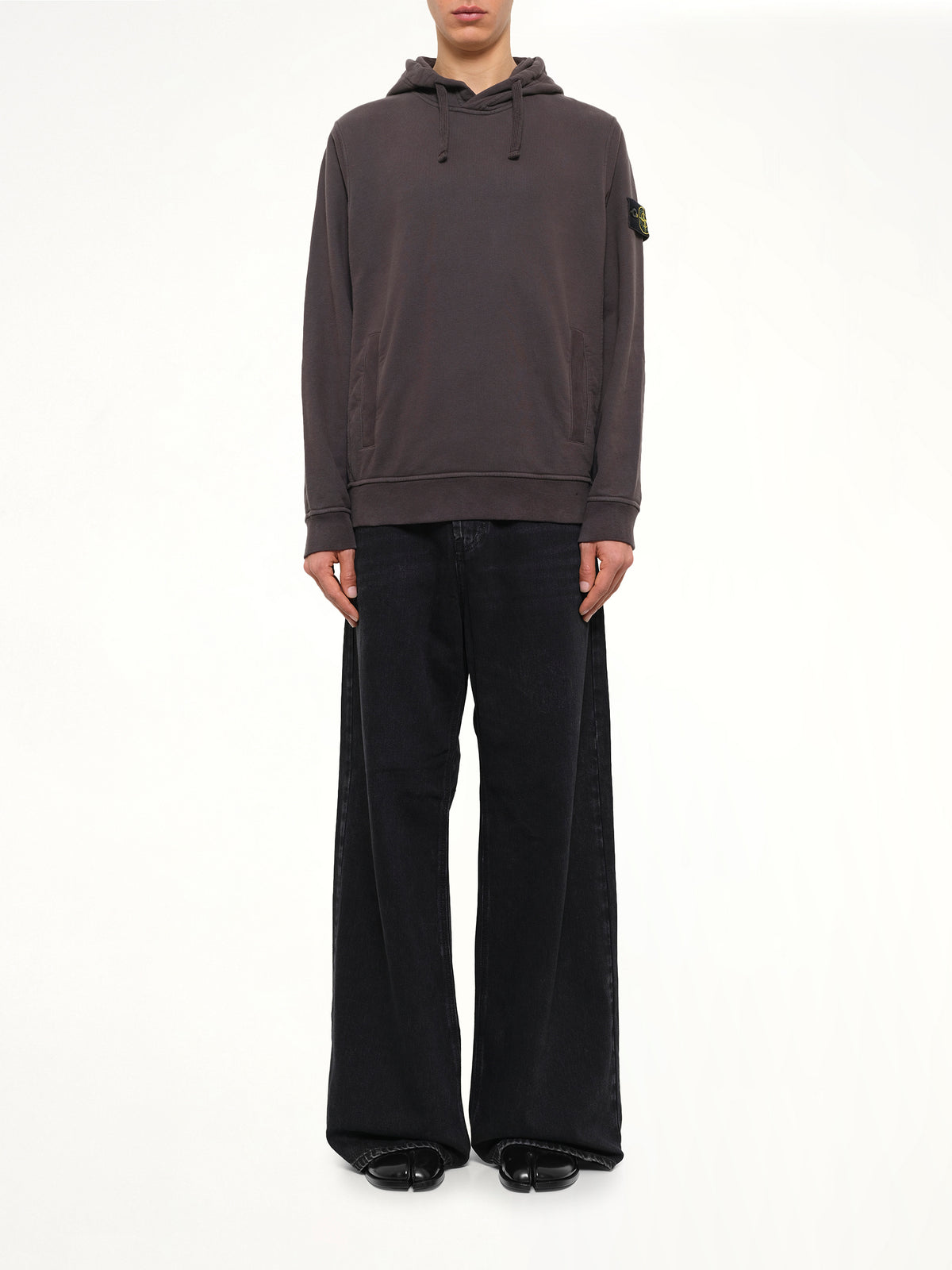 6100048 Brushed Cotton Hoodie in Lead Grey
