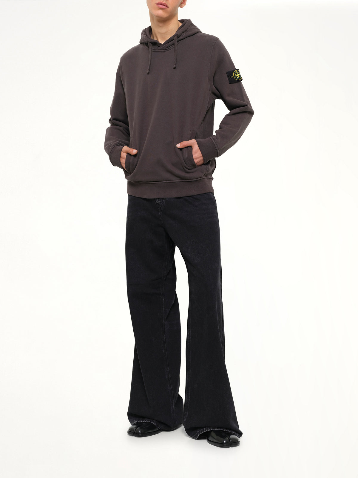 6100048 Brushed Cotton Hoodie in Lead Grey