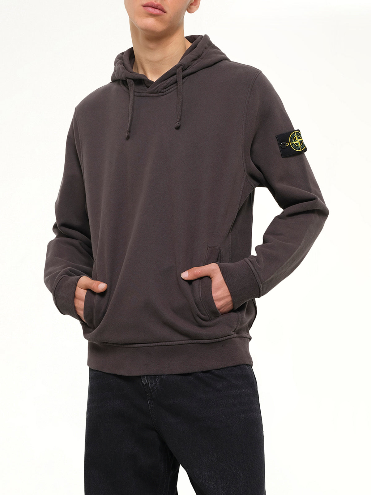 6100048 Brushed Cotton Hoodie in Lead Grey
