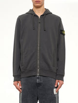 6100067 Brushed Cotton Zip-Up Hoodie in Lead Grey