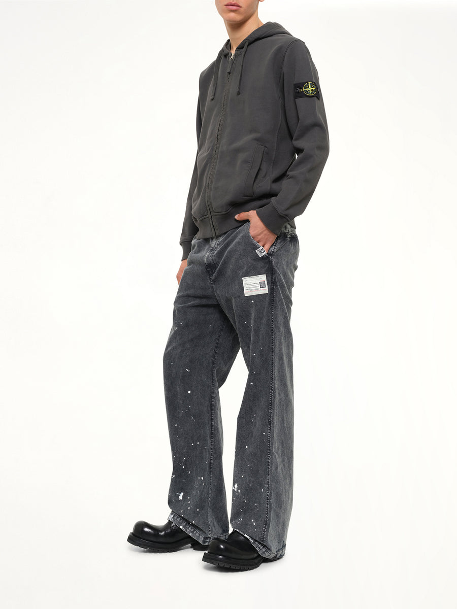 6100067 Brushed Cotton Zip-Up Hoodie in Lead Grey