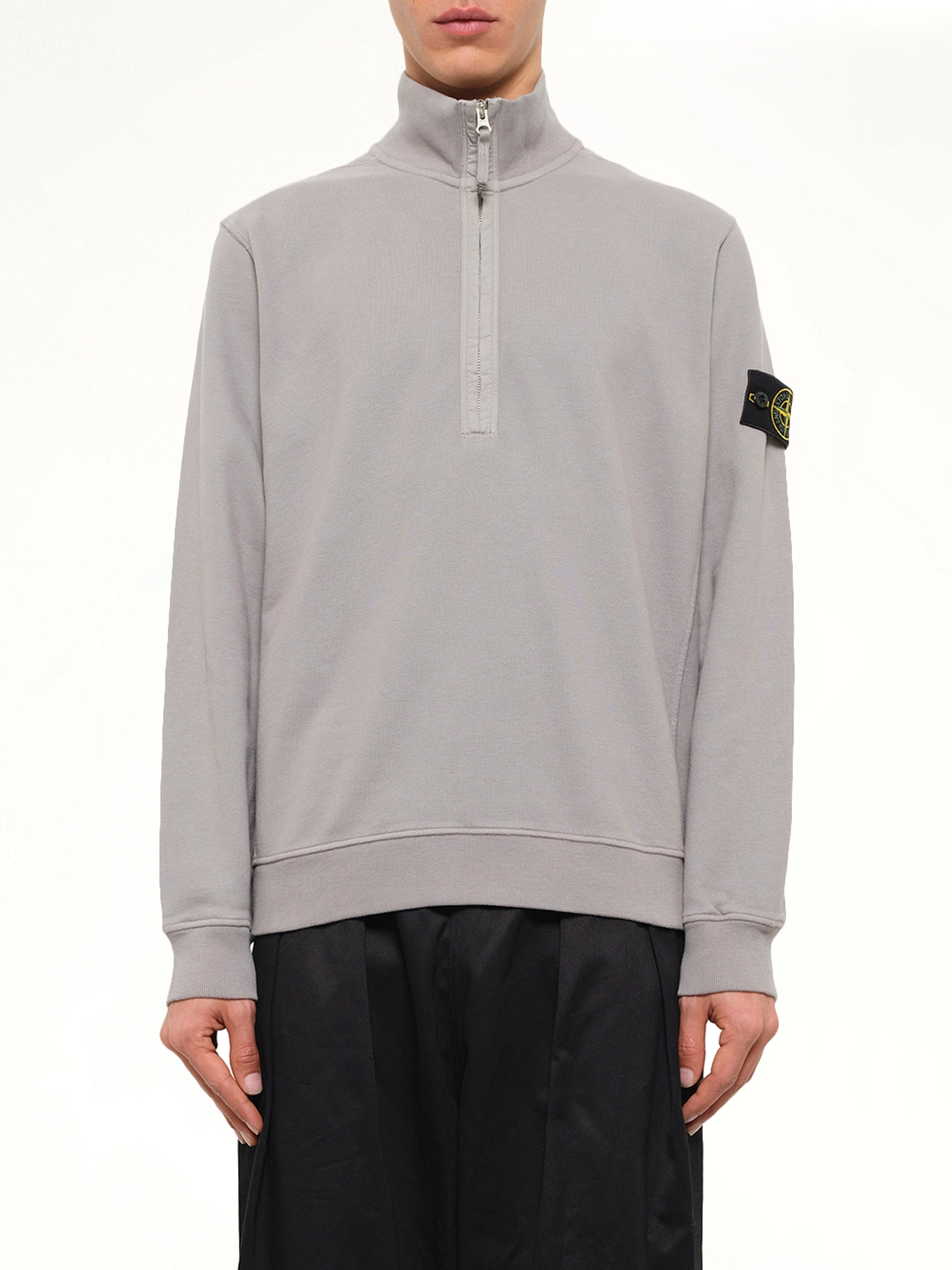6100068 Brushed Cotton Quarter Zip Sweatshirt in Grey