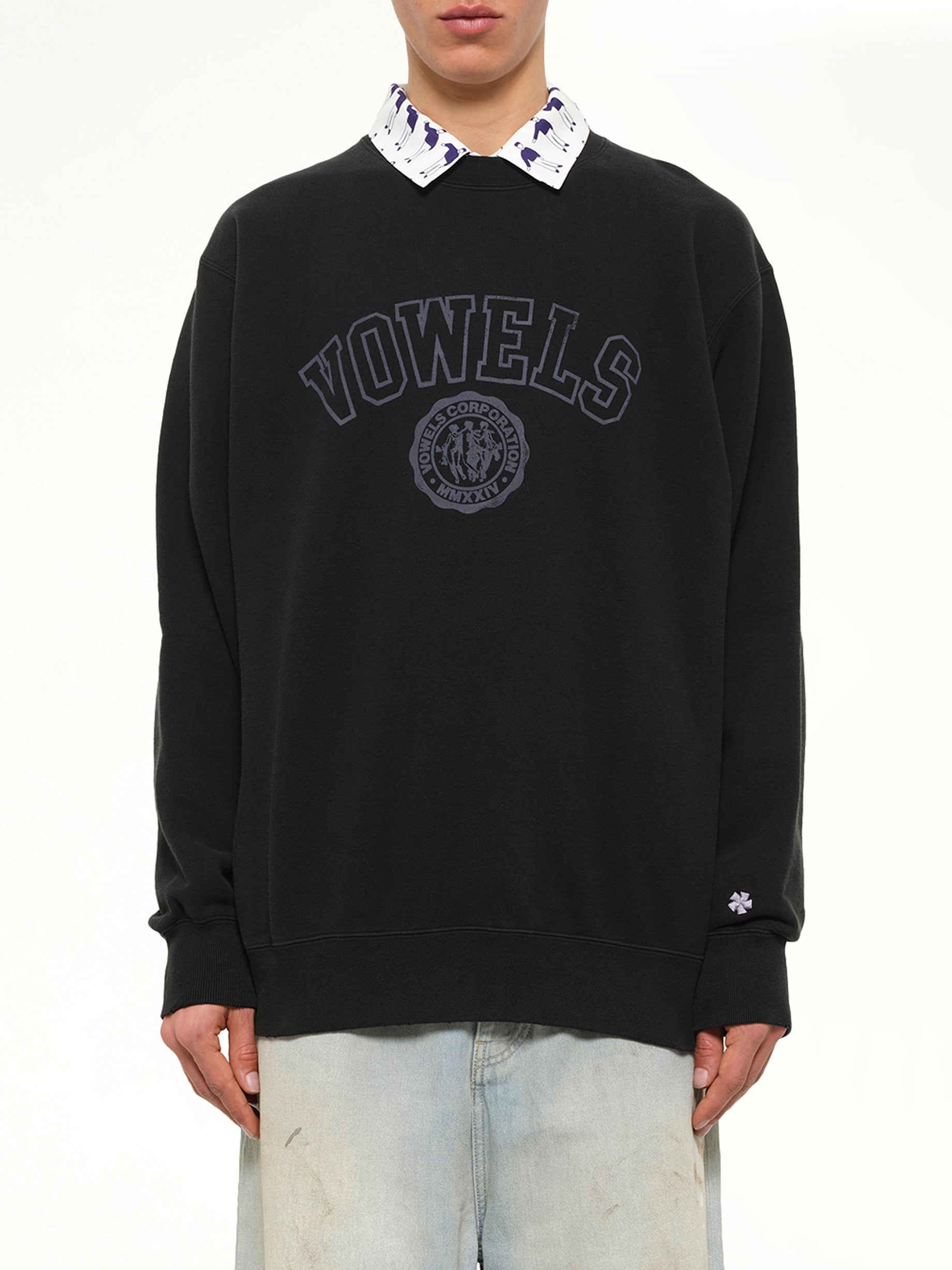 Faded Collegiate Sweatshirt in Black