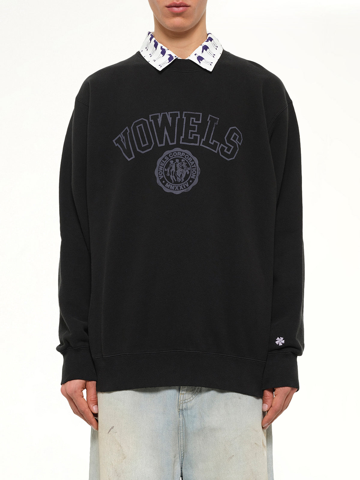 Faded Collegiate Sweatshirt in Black