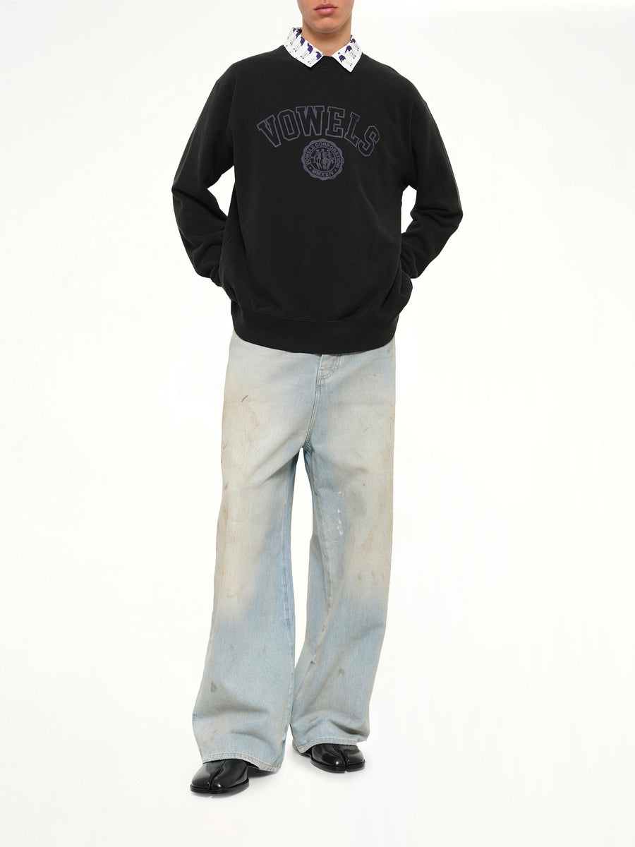 Faded Collegiate Sweatshirt in Black