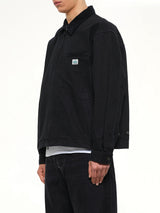 Garment Dyed Zip Up Jacket in Black