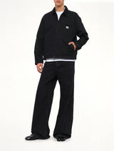Garment Dyed Zip Up Jacket in Black