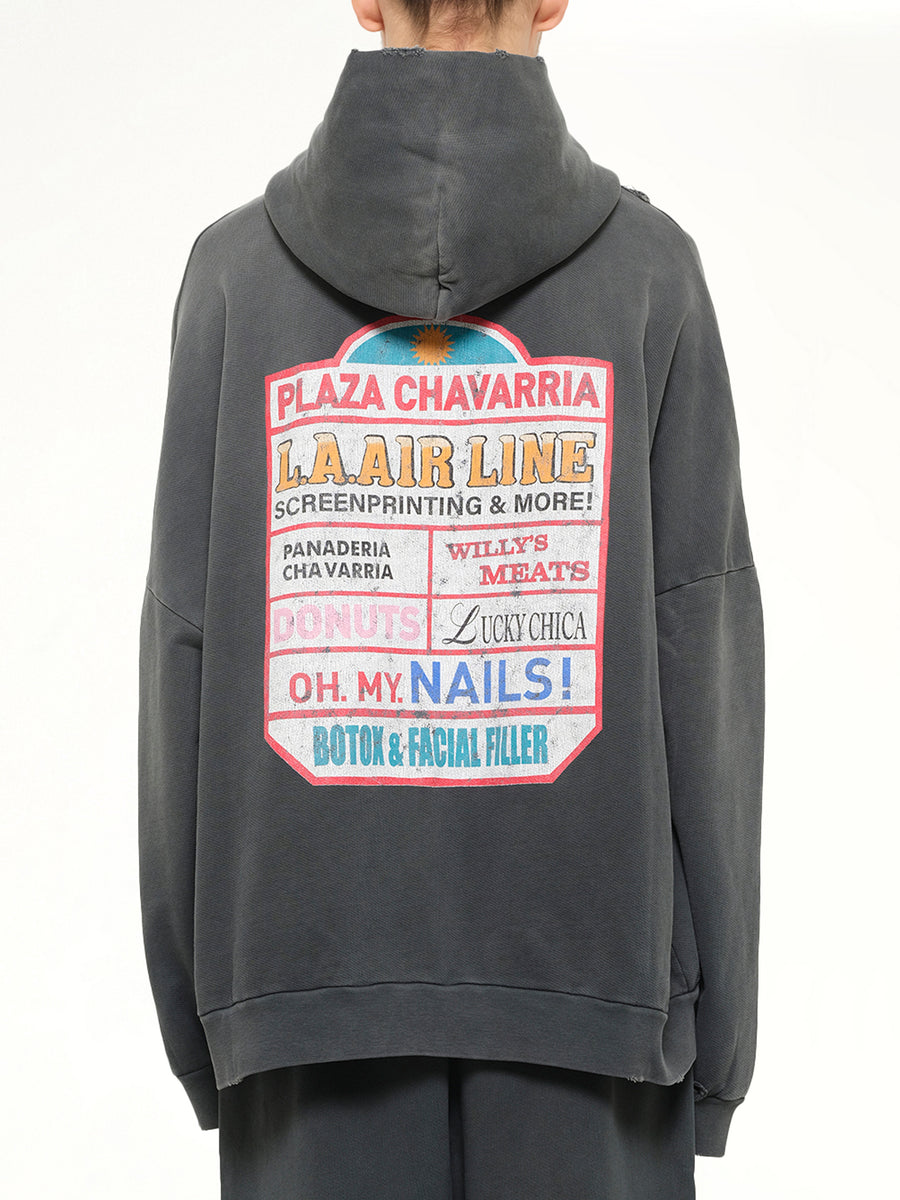 Plaza Chavarria Zip Hooligan Hoodie in Pirate Black