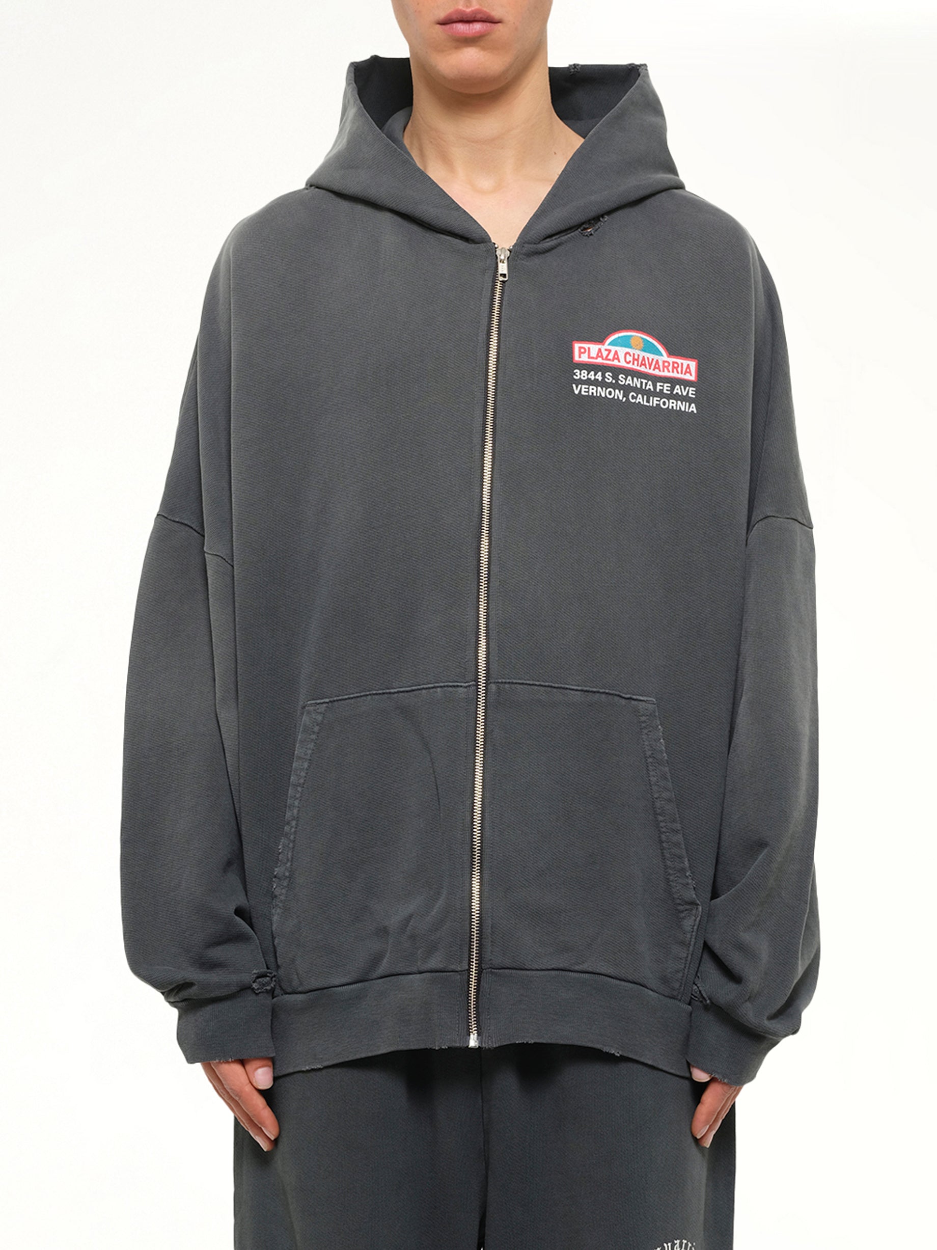 Plaza Chavarria Zip Hooligan Hoodie in Pirate Black