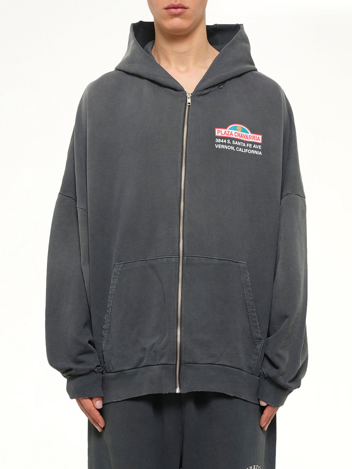 Plaza Chavarria Zip Hooligan Hoodie in Pirate Black