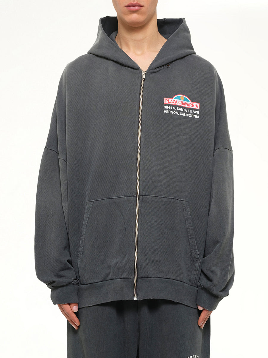Plaza Chavarria Zip Hooligan Hoodie in Pirate Black