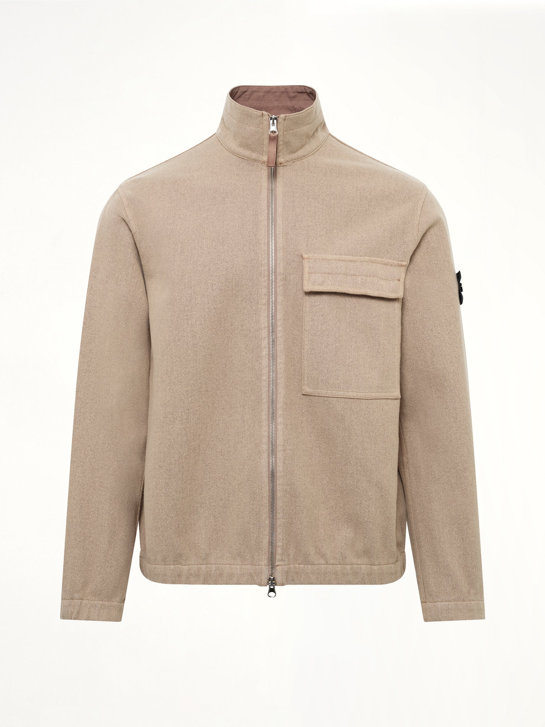 1200033 Nylon Zip-Up Shirt in Biscuit