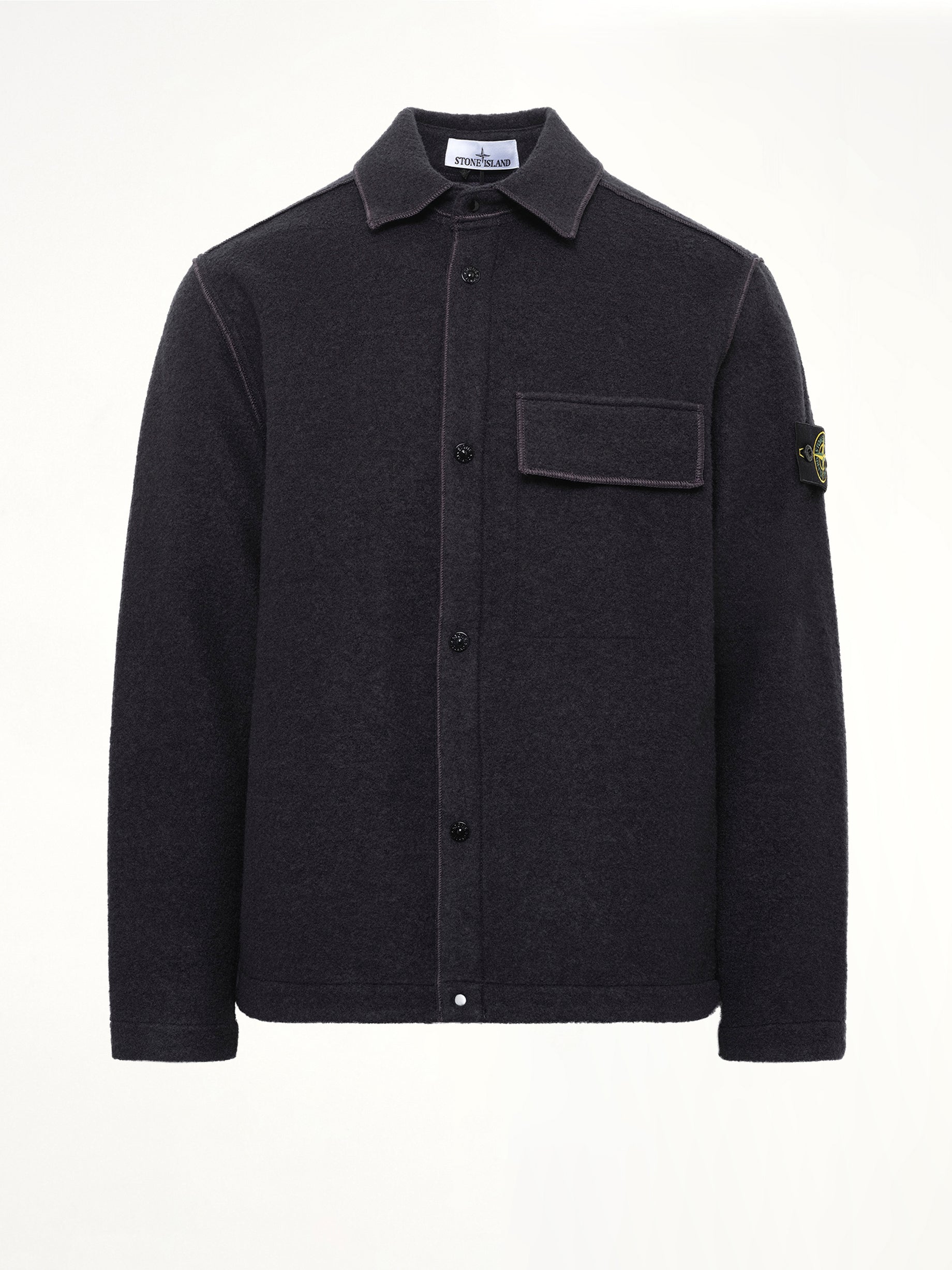 1200034 Wool Boucle Shirt in Navy Blue