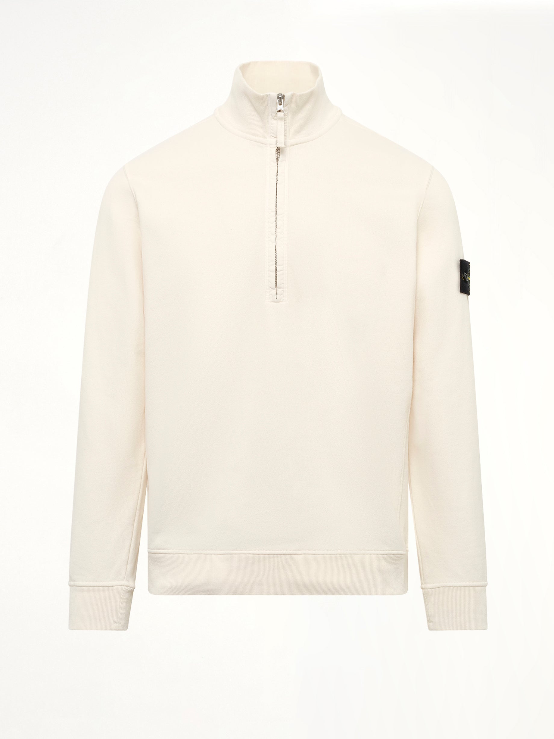 6100068 Brushed Cotton Quarter Zip Sweatshirt in Ivory