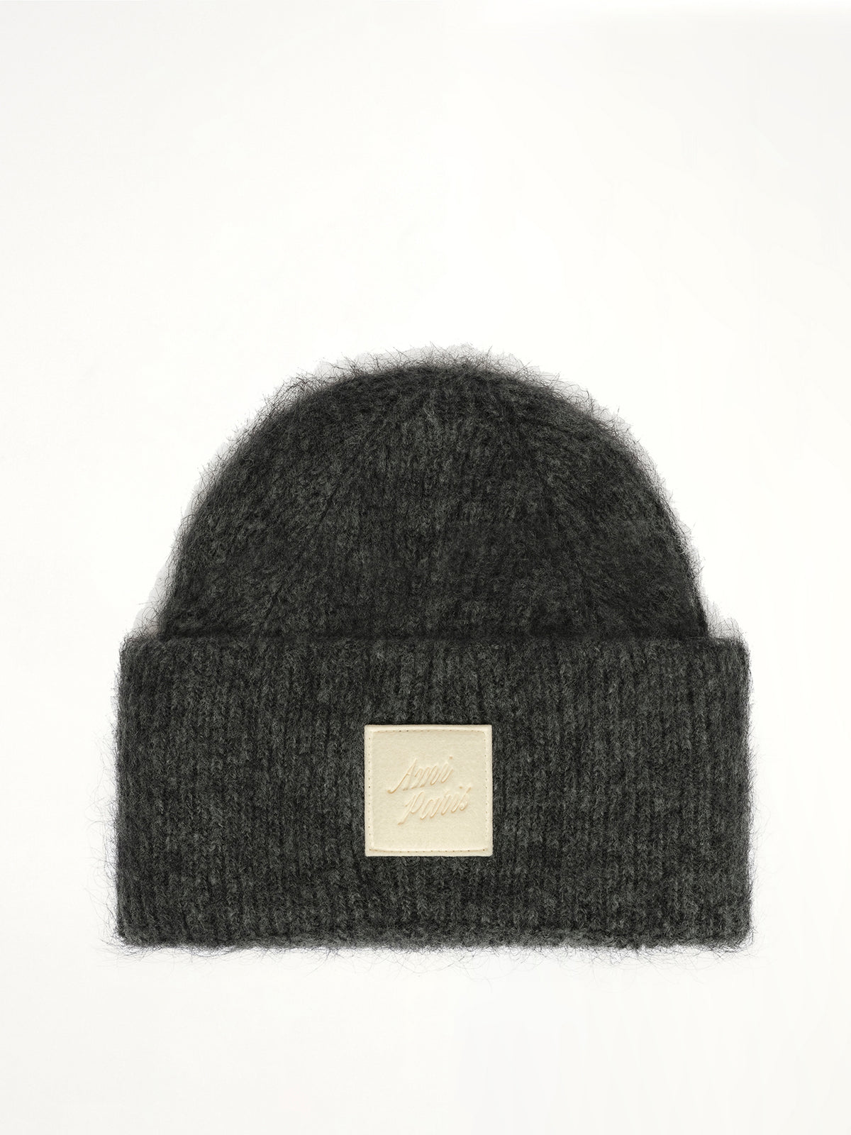 Ami Paris Patch Beanie in Charcoal Grey