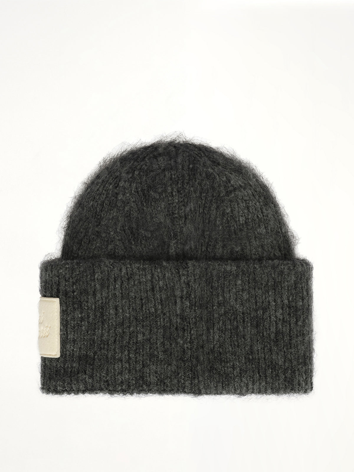 Ami Paris Patch Beanie in Charcoal Grey