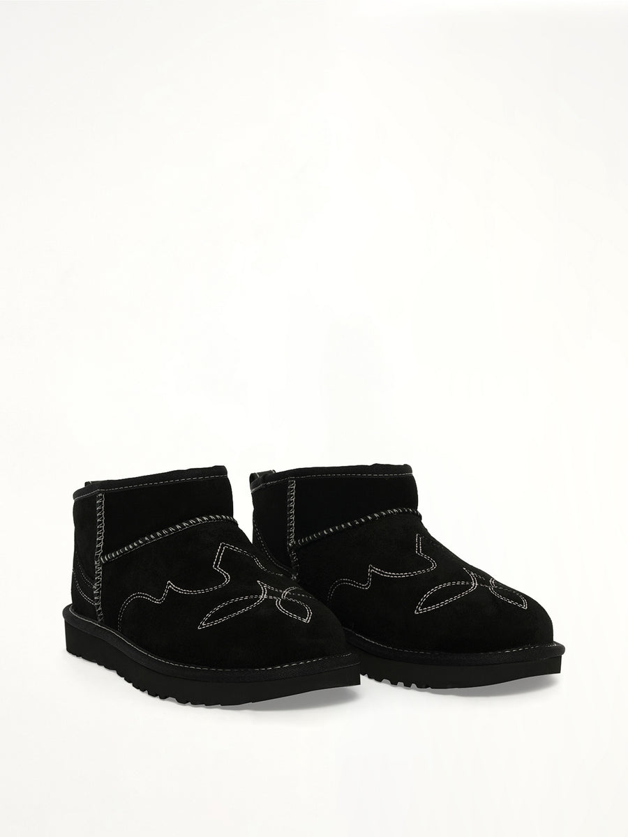 Classic Ultra Mini Western Boots in Black