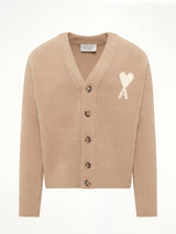 Ami De Coeur V Neck Cardigan in Beige