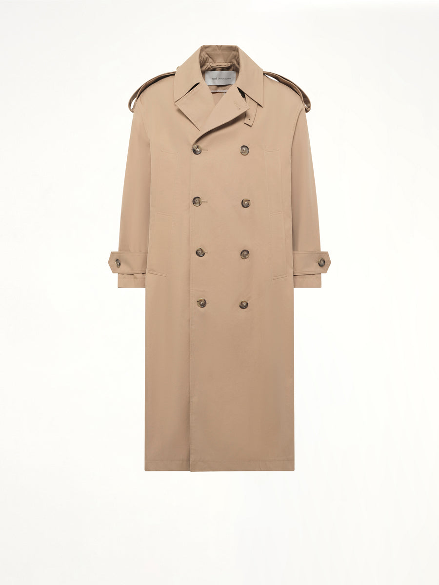 Cotton Gabardine Trench Coat in Beige