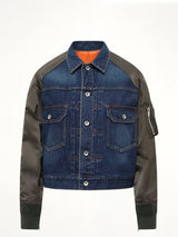Denim Blouson in Blue/Dark Khaki