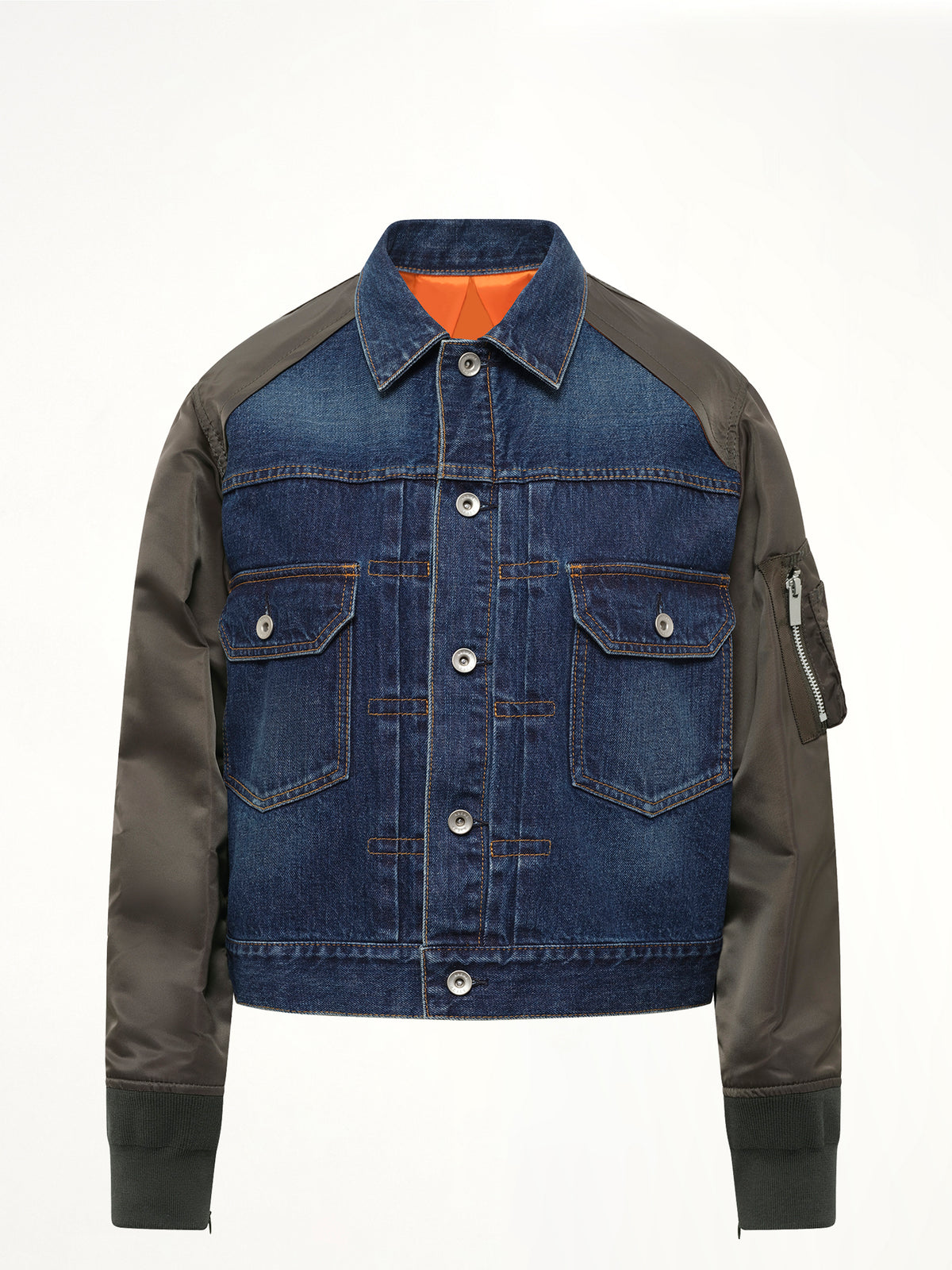 Denim Blouson in Blue/Dark Khaki