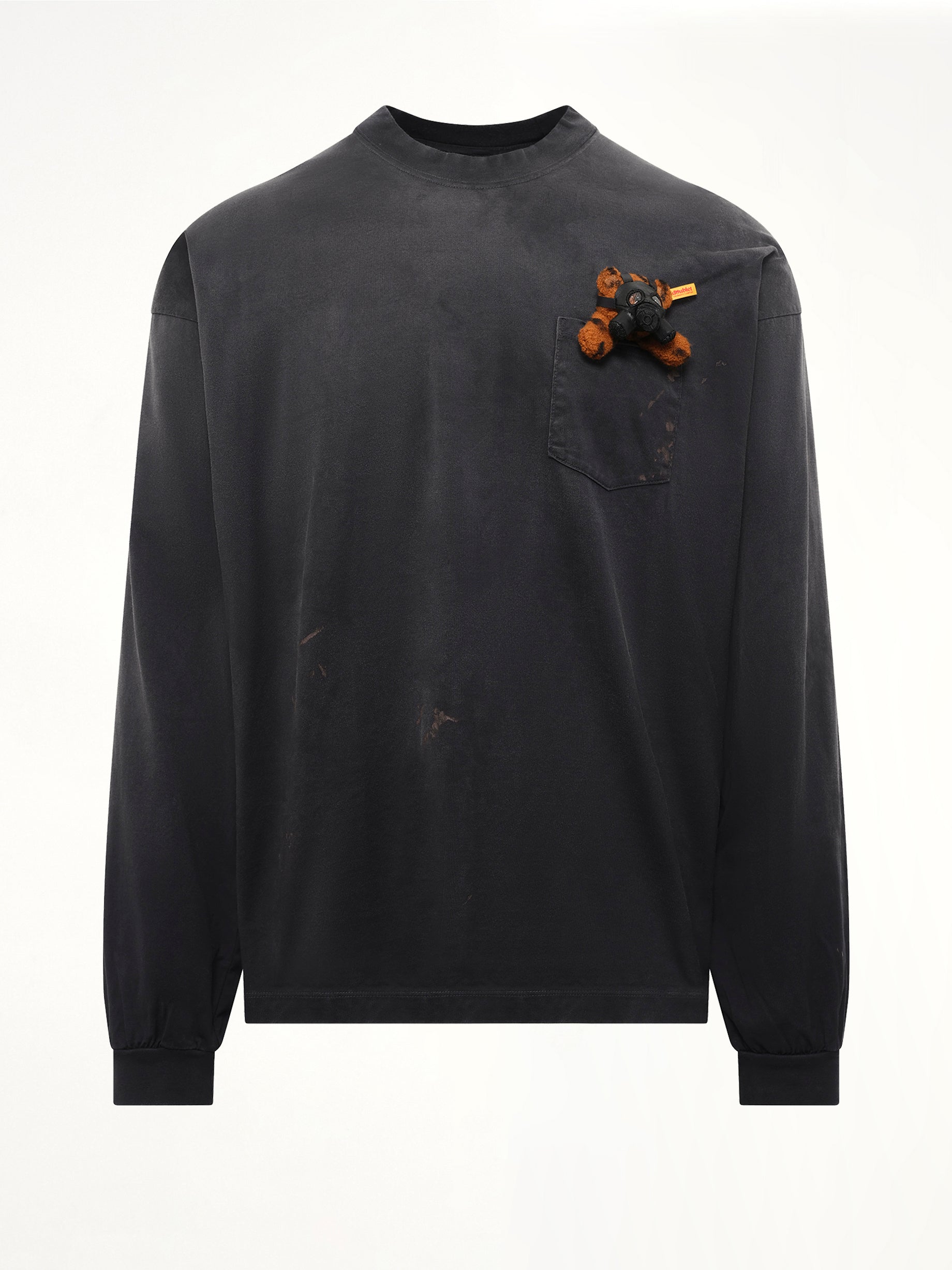 Gas Mask Bear Long Sleeve T-Shirt in Black