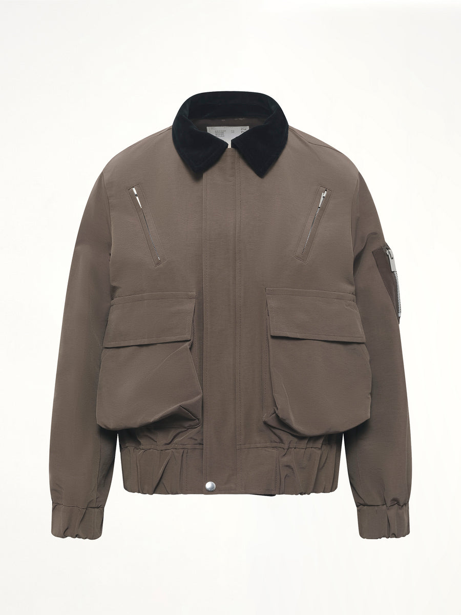 Grosgrain Bonding Blouson in Brown/Dark Khaki